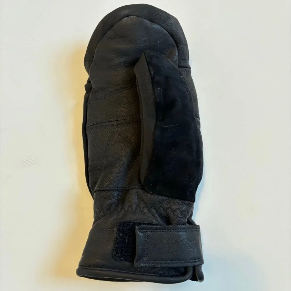 NEW Italic Black Leather Mittens – Water-Repellent Goat Leather, Insulated, Size
